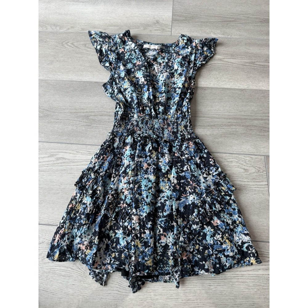 Ramy Brook Jessie Bloom Printed Dress Mini Colorful | Navy Multi | Women Size XS - Picture 3 of 10